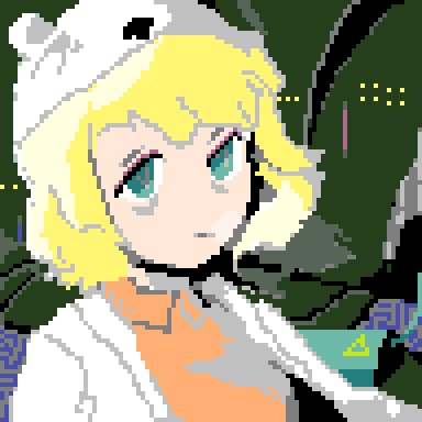 1girl, adventure_time, alien1890, bad_id, bad_twitter_id, bags_under_eyes, bear_hat, blonde_hair