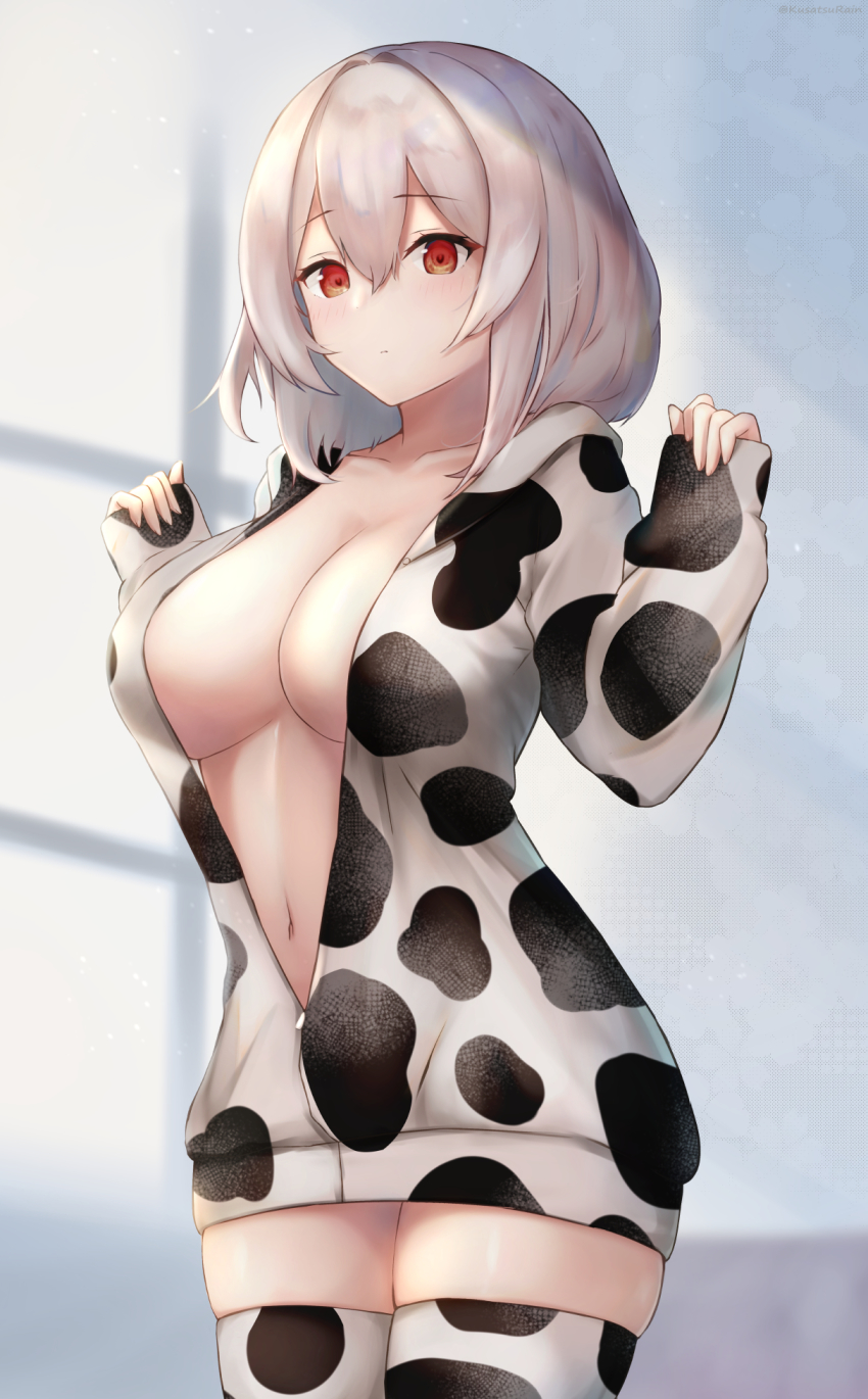 1girl, amano_kusatsu, animal_print, azur_lane, breasts, closed_mouth, collarbone, commentary_request