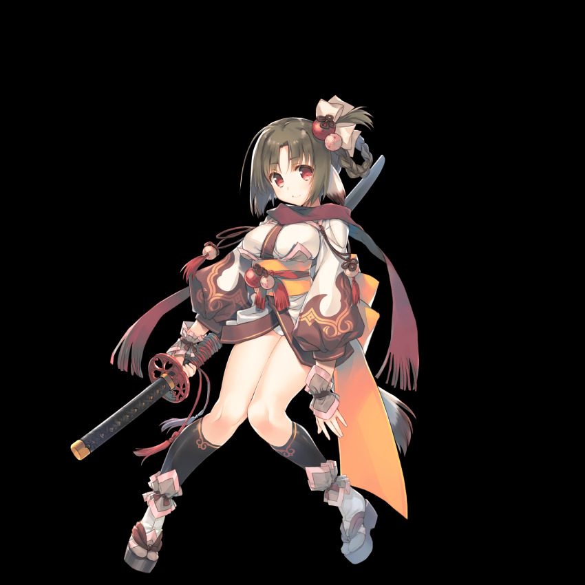 1girl, animal_ears, braid, braided_hair_rings, brown_hair, full_body, hair_rings, highres