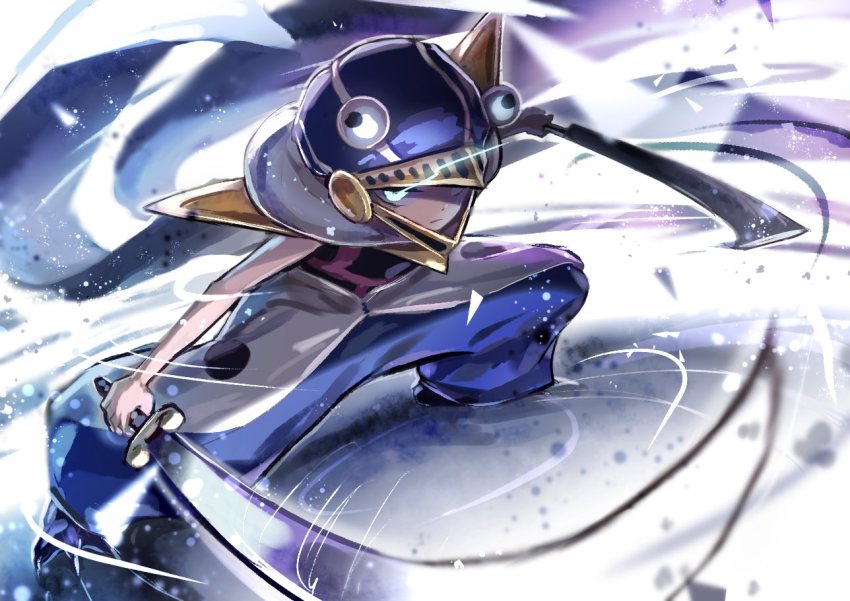 1other, androgynous, animal_costume, baggy_pants, dual_wielding, hemo_(hemoroda), holding, holding_sword