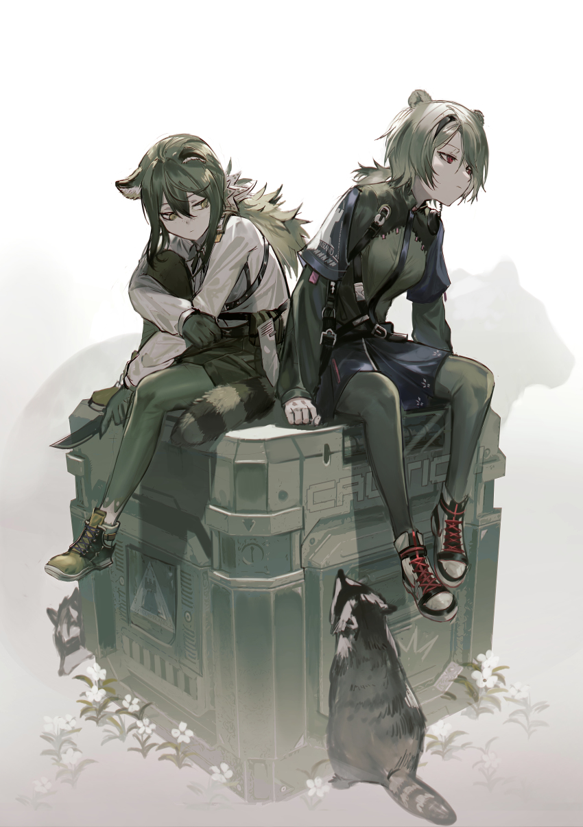 2girls, absinthe_(arknights), absurdres, animal_ears, animal_hands, arknights, bear, bear_ears