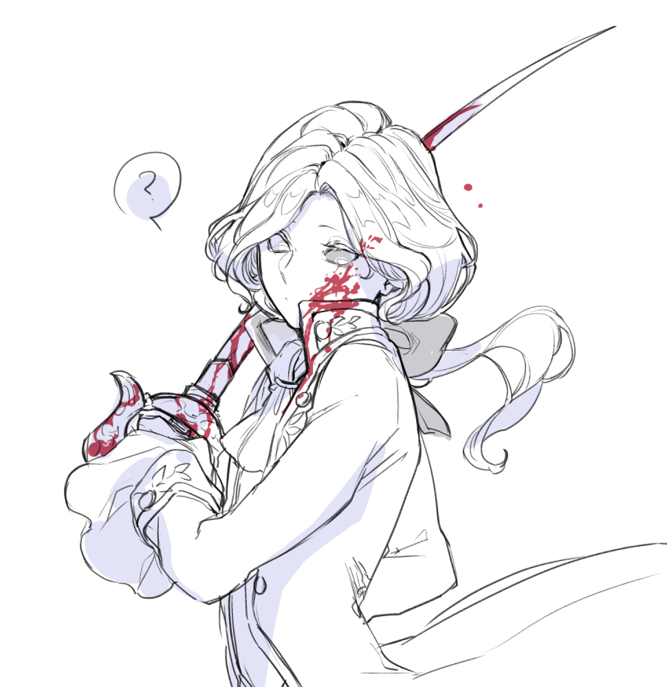 1boy, ?, ascot, azanaya_nie, blood, blood_on_clothes, bloody_weapon, bow