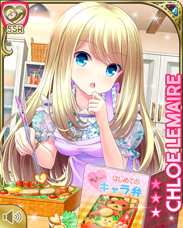 1girl, :o, bag, bento_box, blonde_hair, blue_eyes, blue_shorts, breasts