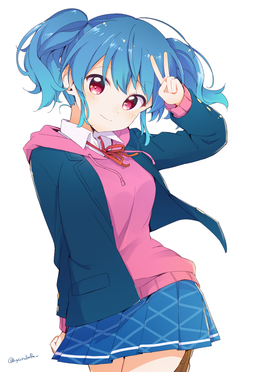 1girl, absurdres, ahoge, bafarin, blue_hair, hair_between_eyes, highres, mair_(alive_musix)