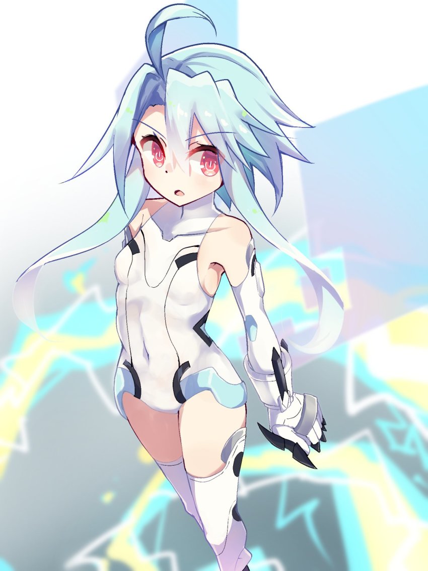 bare_shoulders, blanc_(neptunia), blue_hair, bodysuit, boots, breasts, gloves, highres