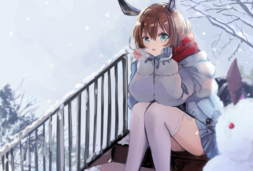 1girl, akebisousaku, amiya_(arknights), amiya_(fresh_fastener)_(arknights), animal_ear_legwear, animal_ears, aqua_eyes, arknights