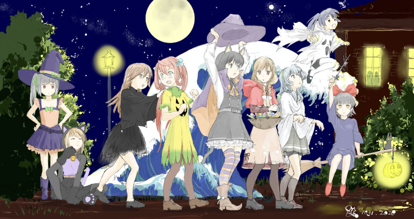 alternate_costume, animal_ears, arare_(kancolle), arashio_(kancolle), asagumo_(kancolle), asashio_(halloween)_(kancolle), asashio_(kancolle), asashio_kai_ni_(kancolle)