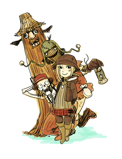 blonde_hair, braid, chibi, ellen_(folkssoul), folkssoul, hat, long_hair, pantyhose