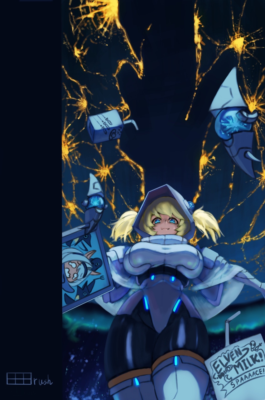 2girls, :3, absurdres, armadillo_ears, bbbrush, bike_shorts, bird, blonde_hair