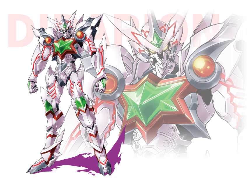 character_name, clenched_hands, didalion, glowing, glowing_eyes, highres, looking_at_viewer, mecha