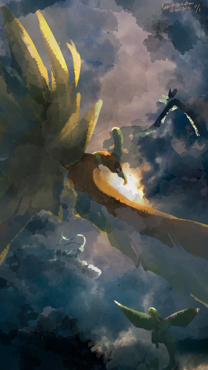 altaria, animal_focus, artist_name, bird, cloud, cloudy_sky, copyright_name, dated