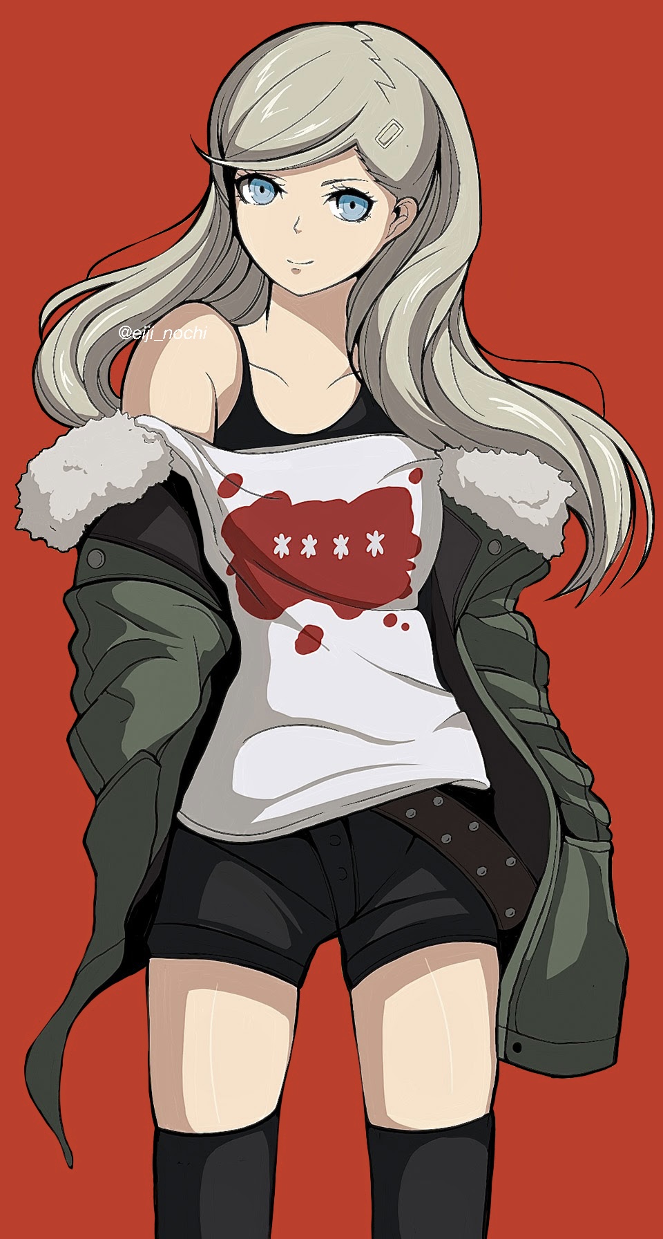 1girl, alternate_hairstyle, bad_id, bad_pixiv_id, blonde_hair, blue_eyes, cosplay, cowboy_shot