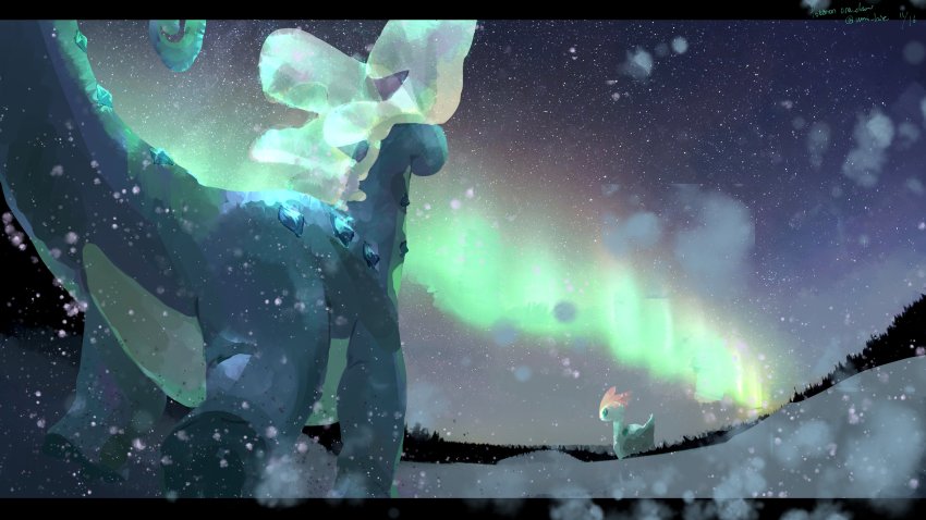 absurdres, amaura, animal_focus, aqua_eyes, artist_name, aurora, aurorus, copyright_name