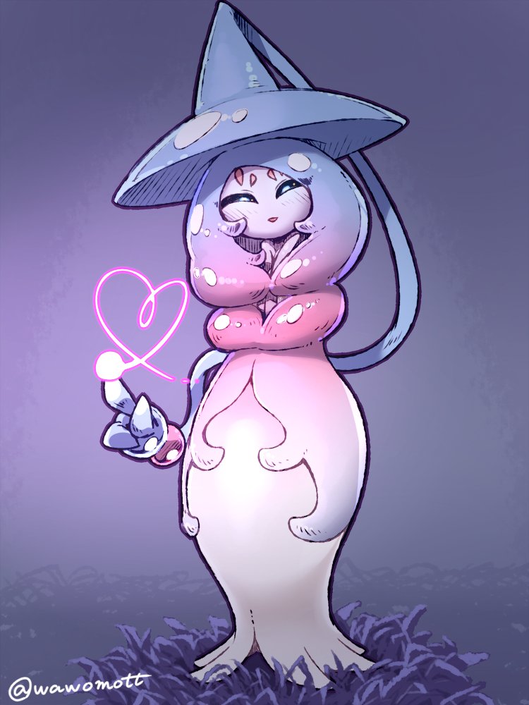 black_sclera, blue_background, blue_hair, blush, colored_sclera, colored_skin, gen_8_pokemon, grass