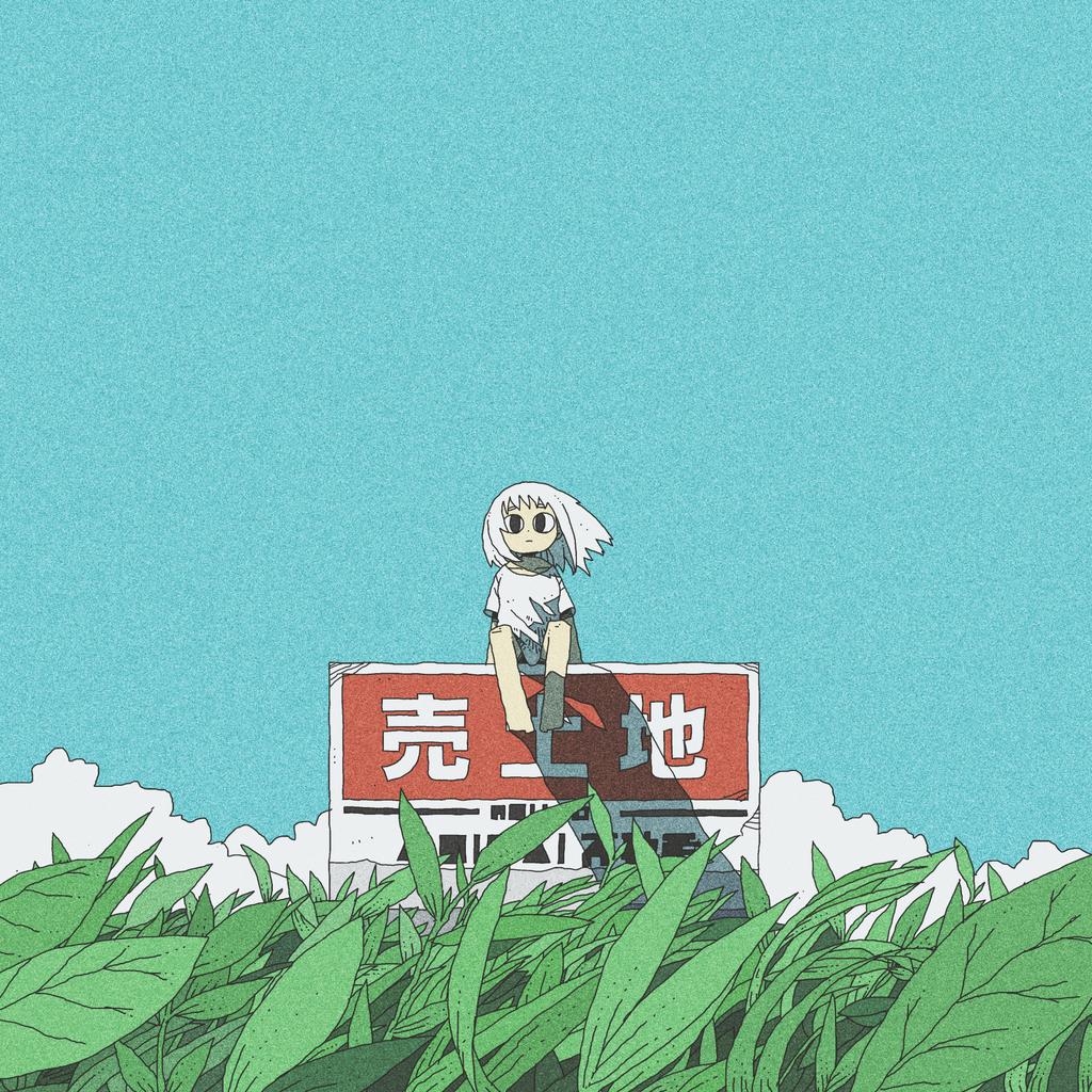 1girl, bare_legs, barefoot, black_eyes, blue_sky, cloud, dress, expressionless