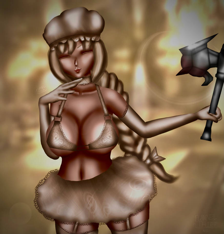 breasts, cells_at_work, hataraku_saibou, lace, lingerie, macrophage_(hataraku_saibou), thick_thighs, thighhighs