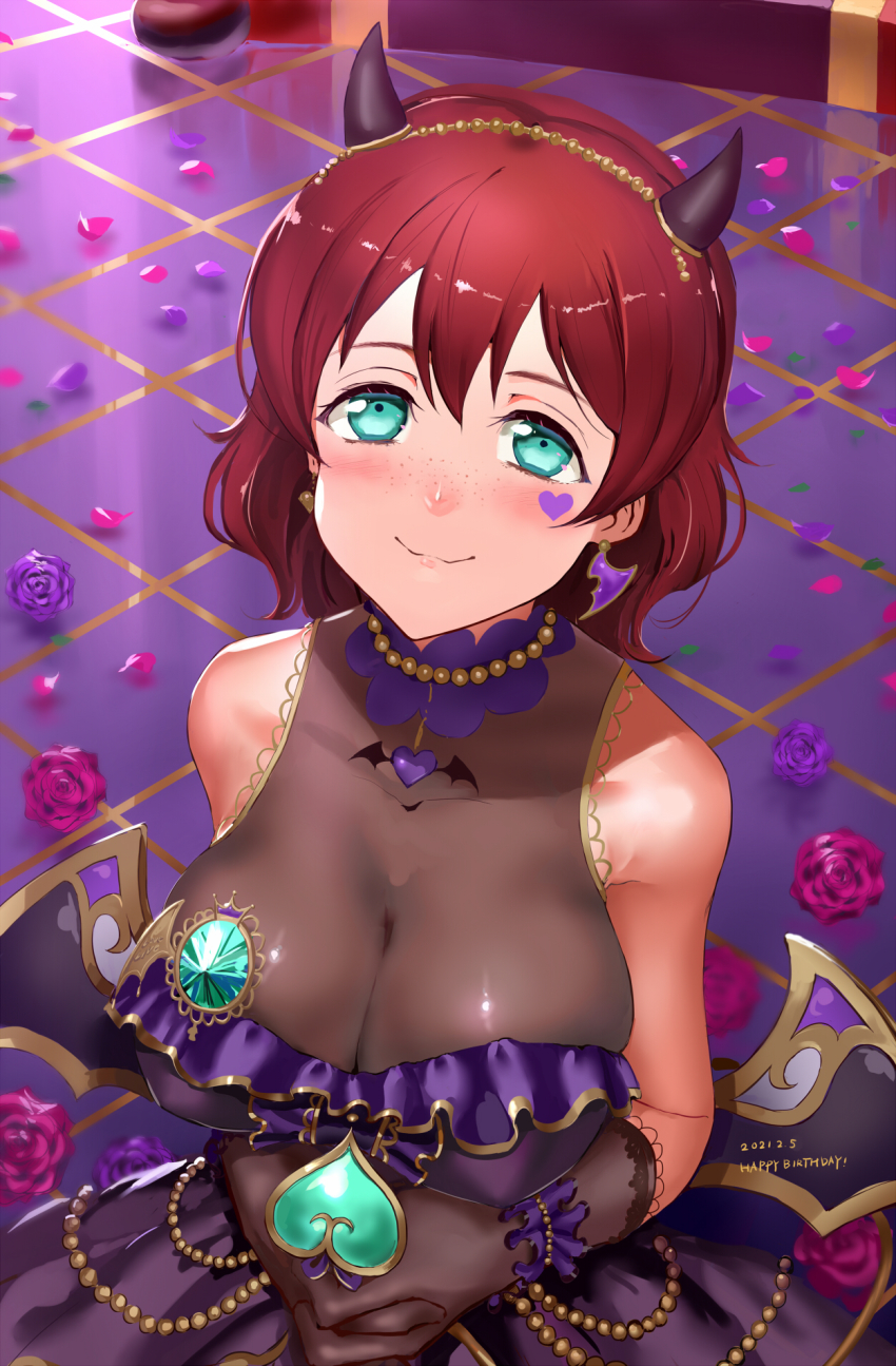 1girl, alternate_hairstyle, aqua_eyes, artist_name, artist_request, bare_shoulders, black_dress, black_gloves