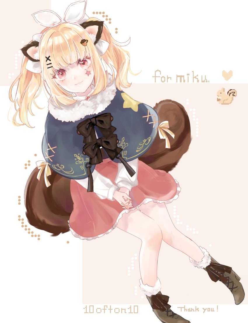 1girl, absurdres, animal_ears, asa_(1asa-0-asa1), blonde_hair, commission, food-themed_hair_ornament, fur_collar
