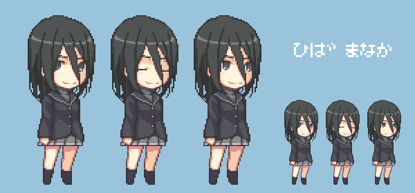 1girl, amagami, black_eyes, black_hair, damegeruge, multiple_expressions, hiba_manaka, long_hair