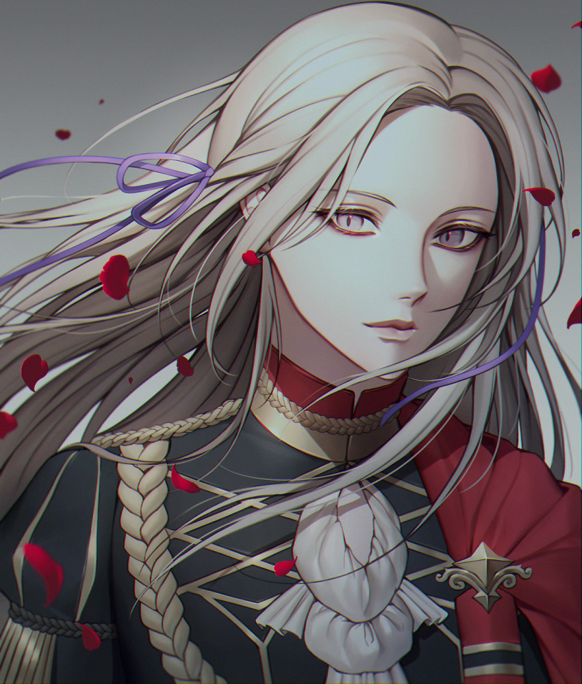 1girl, ascot, edelgard_von_hresvelg, fire_emblem, fire_emblem:_three_houses, garreg_mach_monastery_uniform, hair_ribbon, highres