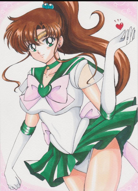 1girl, bishoujo_senshi_sailor_moon, bow, breasts, brown_hair, bubble_background, choker, collarbone