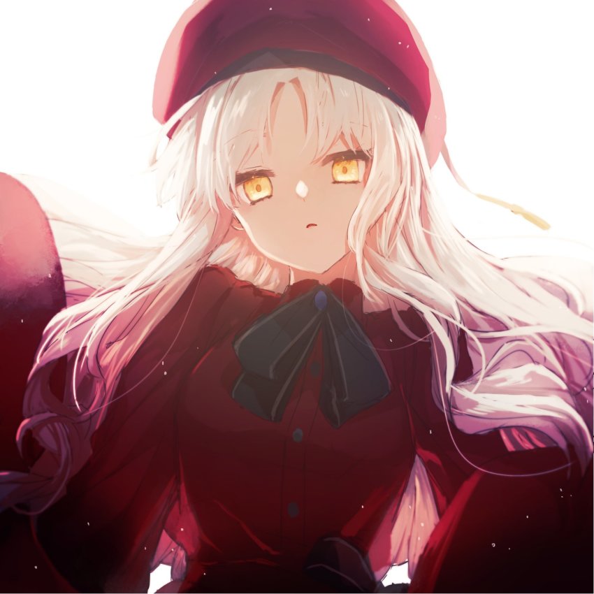 1girl, black_bow, black_bowtie, black_hat, bow, bowtie, breasts, caren_hortensia