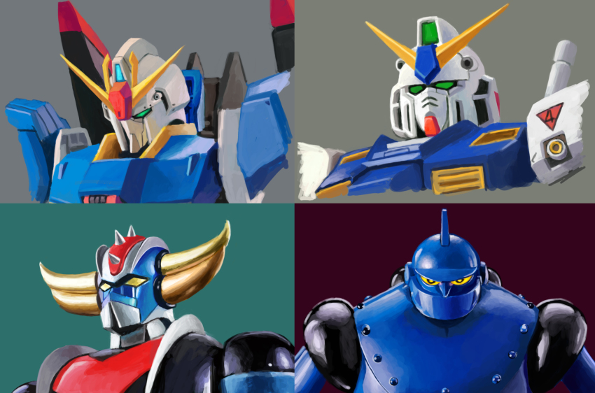 green_eyes, grendizer, gundam, gundam_0080, gundam_alex, highres, horns, looking_ahead