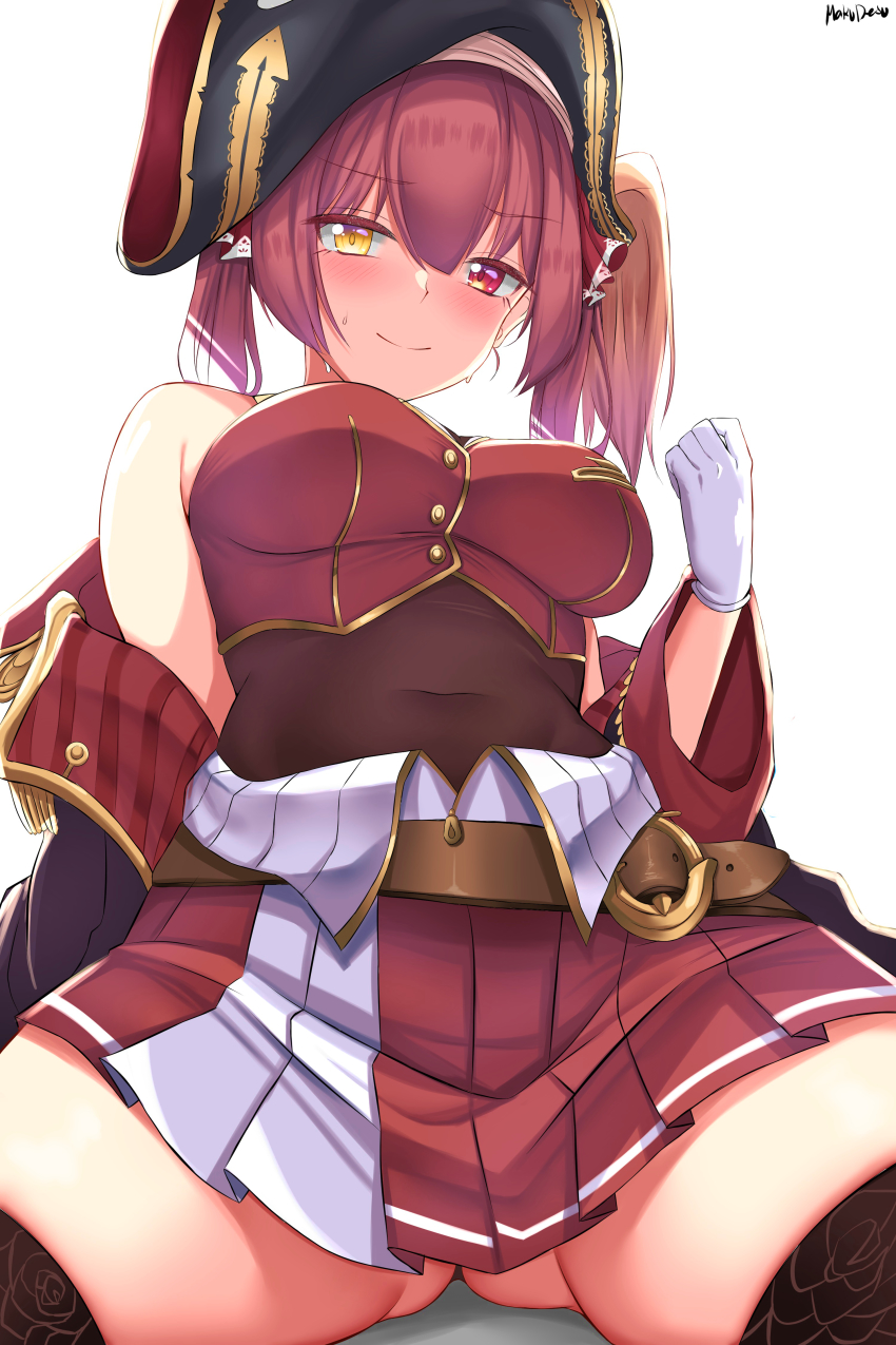 1girl, absurdres, belt, black_thighhighs, blush, bow, coat, cropped_vest