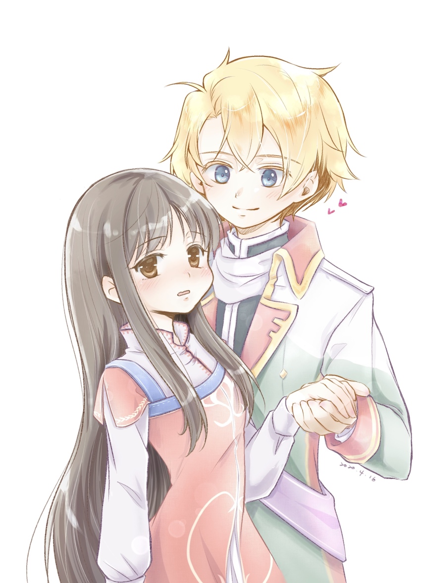 1boy, 1girl, absurdres, alberto_hawk, black_hair, blonde_hair, blue_eyes, brown_eyes