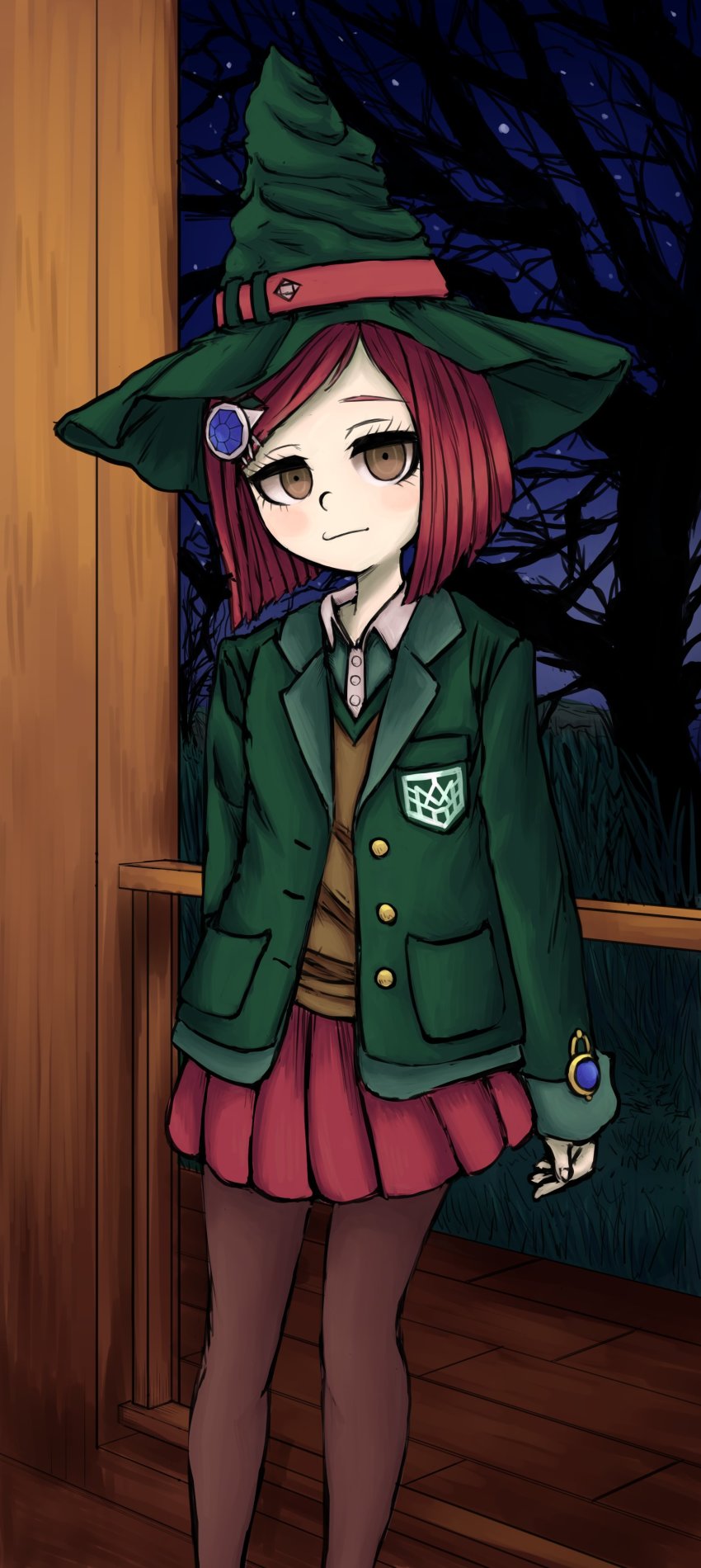 absurdres, blazer, blush, danganronpa_(series), danganronpa_v3:_killing_harmony, doorway, hat, highres