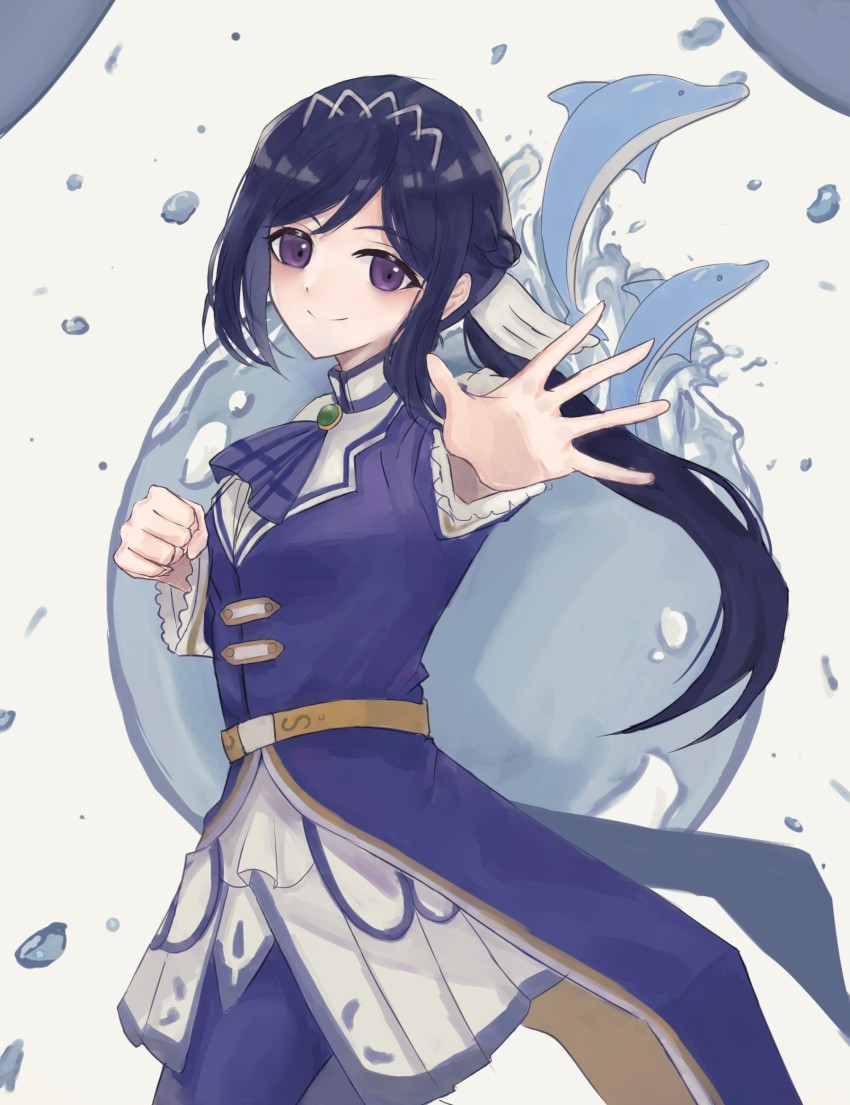 1girl, aisu_(pixiv15332912), alternate_hairstyle, artist_name, artist_request, belt, blue_hair, blue_pants