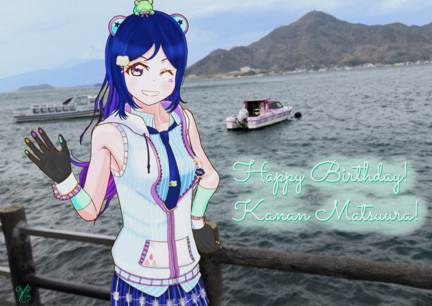 1girl, absurdres, alternate_hairstyle, animal_ears, animal_print, aqua_shirt, artist_name, artist_request