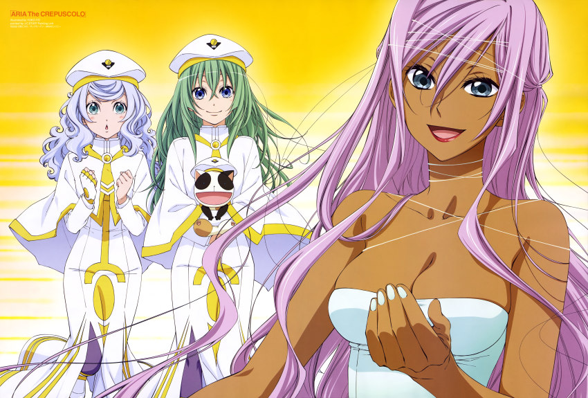 3girls, absurdres, aria_(manga), aria_the_crepuscolo, breasts, cleavage, highres, itou_youko