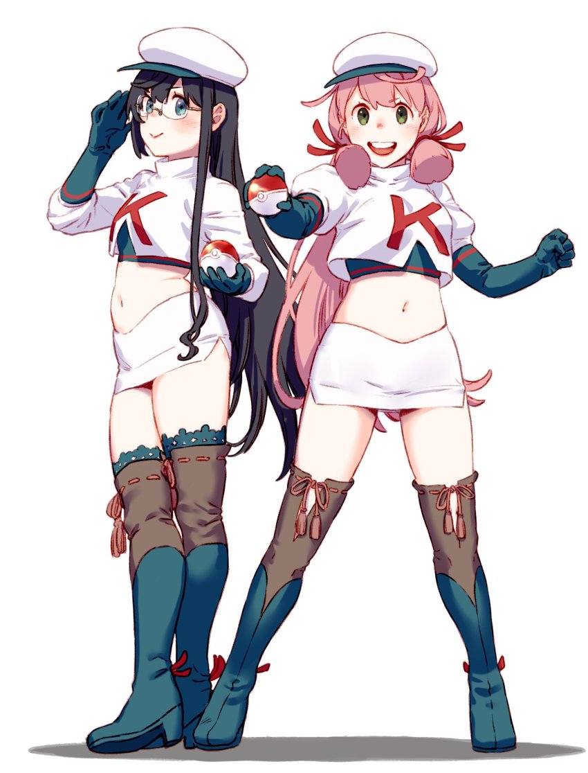 2girls, akashi_(kancolle), alternate_costume, black_hair, blue_eyes, blush, breasts, commentary_request