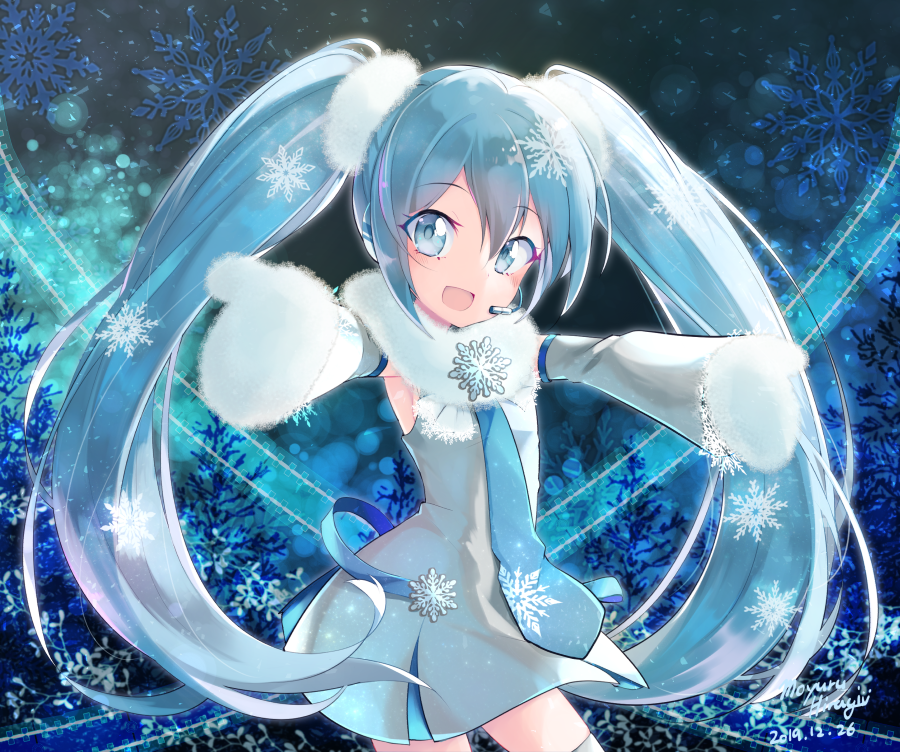 1girl, armpits, artist_name, blue_eyes, blue_hair, blue_necktie, dated, dress