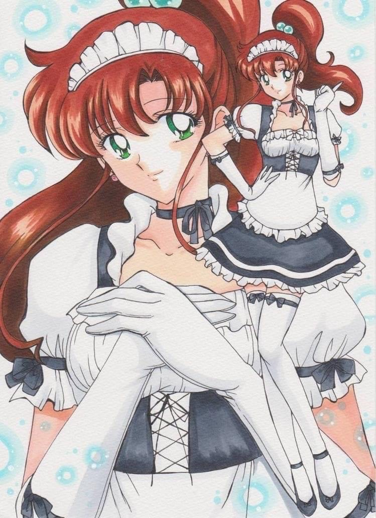 1girl, bishoujo_senshi_sailor_moon, breasts, choker, dress, kino_makoto, large_breasts, maid