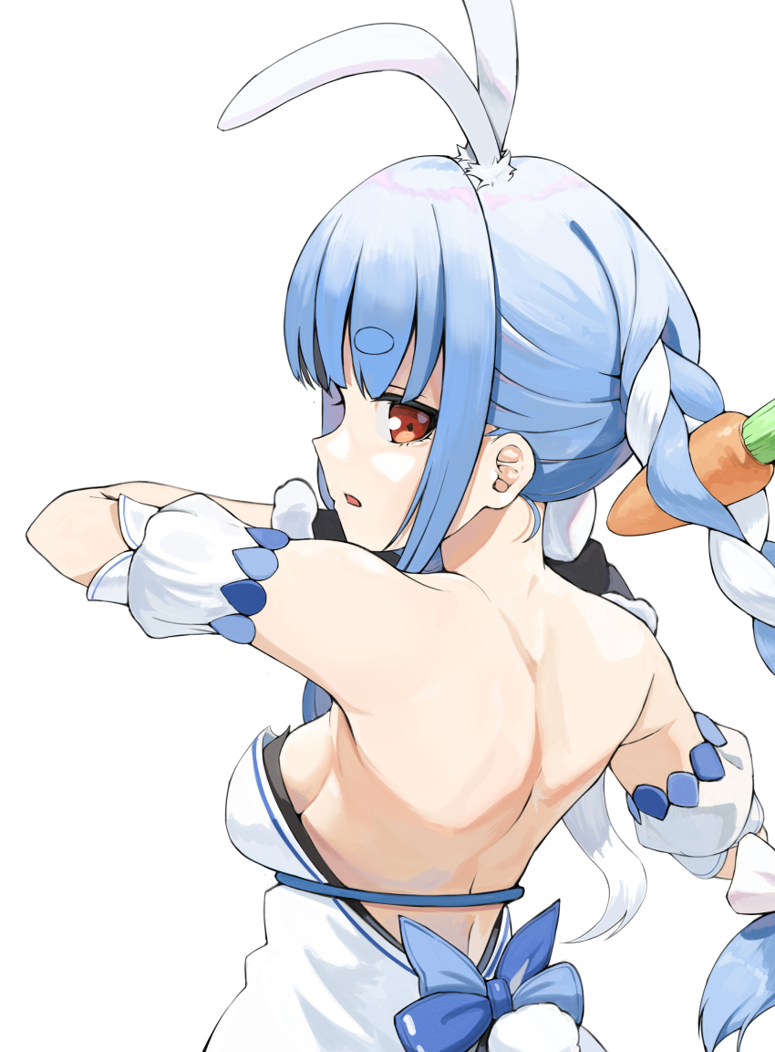 1girl, absurdres, animal_ears, back, backless_coat, backless_leotard, bare_back, bare_shoulders