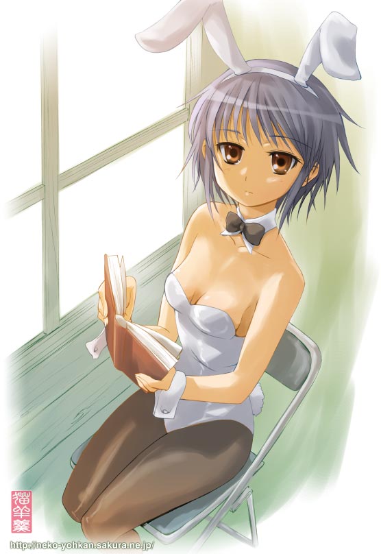 00s, 1girl, animal_ears, blue_hair, book, bow, bowtie, chair