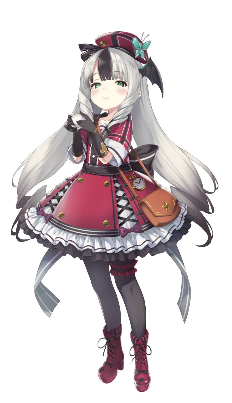 1girl, bad_id, bad_twitter_id, bag, black_pantyhose, boots, charlotte_bong, cup