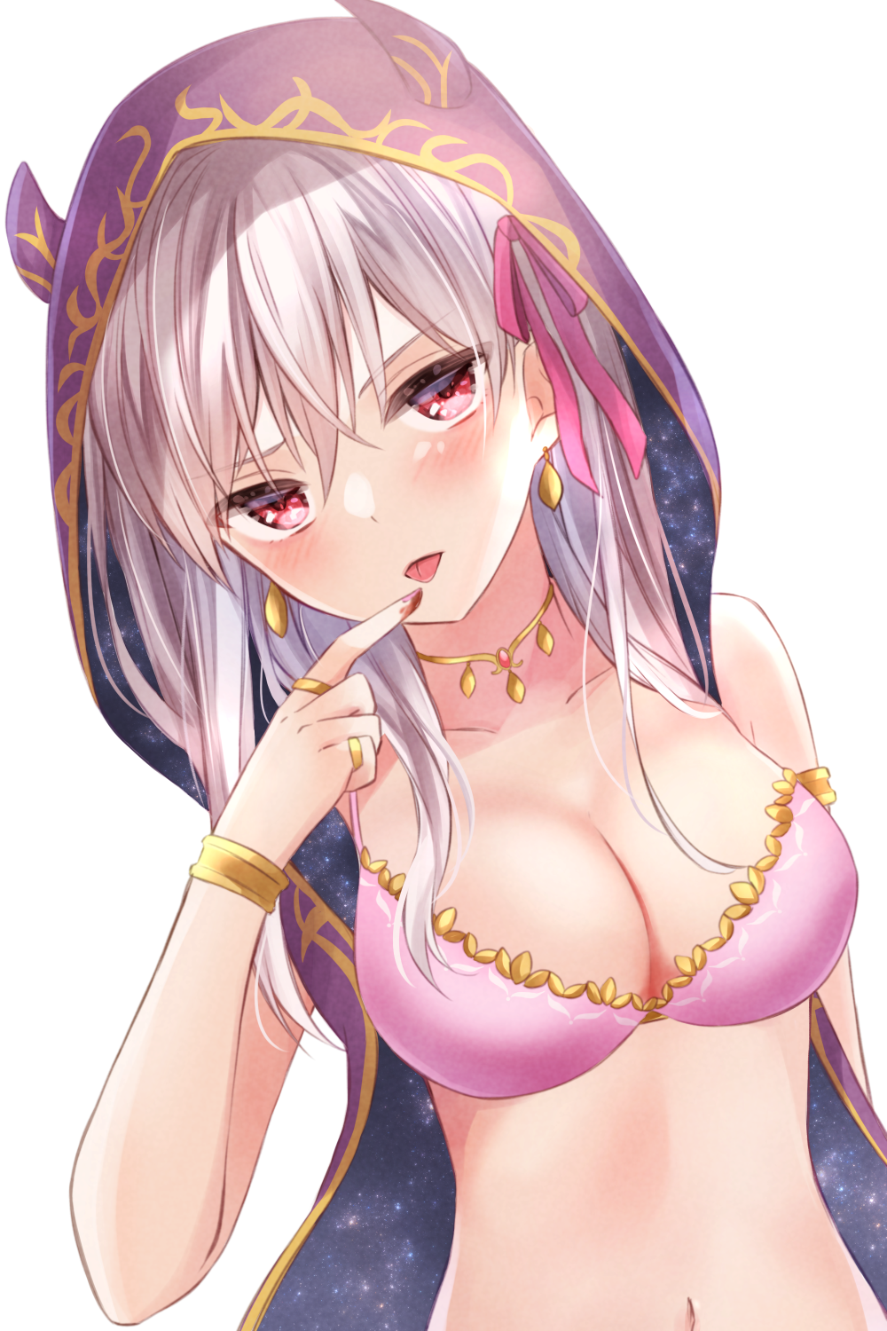 1girl, bad_id, bad_pixiv_id, bare_shoulders, bikini, blush, bracelet, breasts