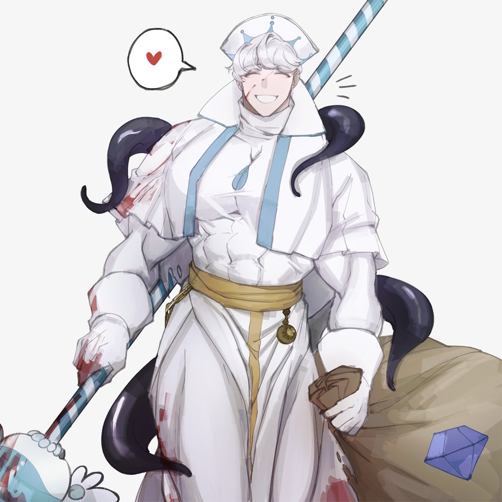 1boy, abs, alternate_pectoral_size, bad_id, bad_twitter_id, bara, blood, blood_on_face