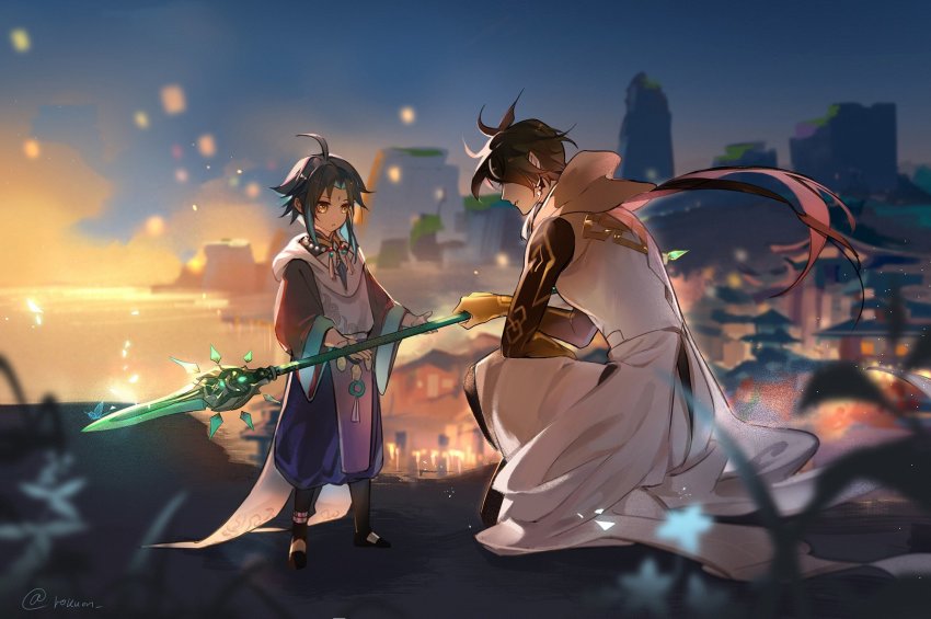 aged_down, ahoge, arm_tattoo, baggy_pants, bare_shoulders, bead_necklace, beads, black_hair