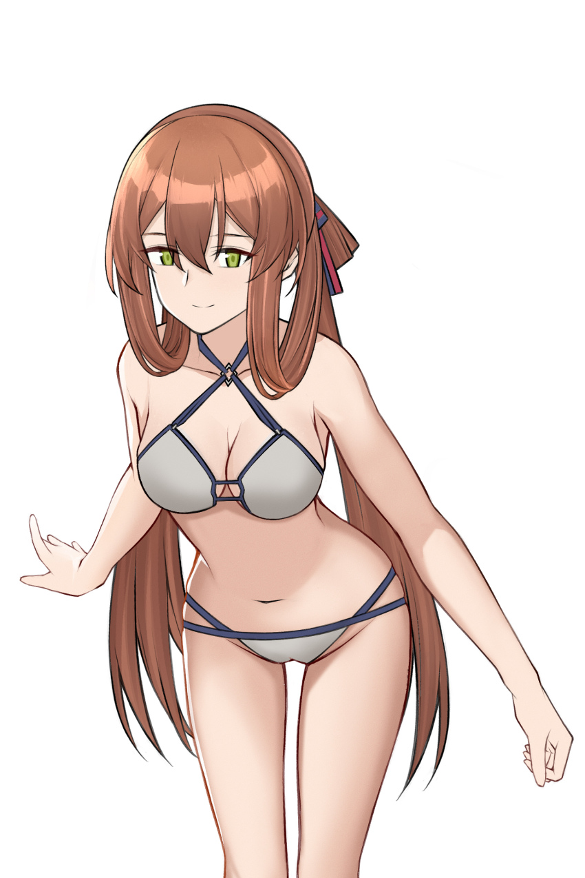 1girl, bare_legs, bare_shoulders, bikini, breasts, cleavage, closed_mouth, collarbone