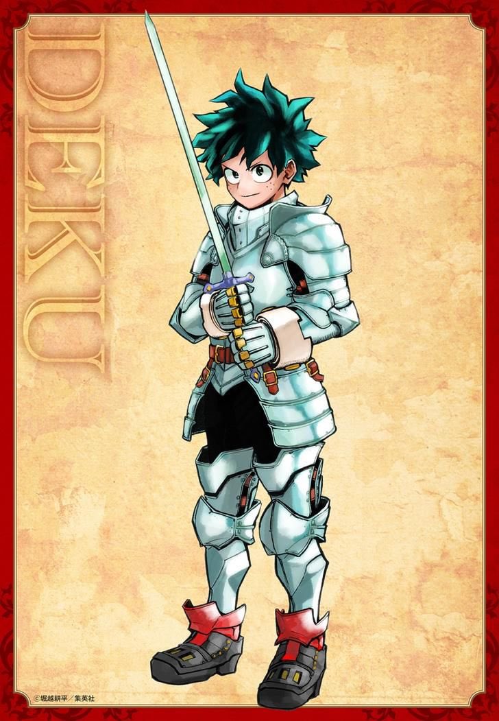 1boy, alternate_costume, armor, belt, boku_no_hero_academia, border, brown_background, character_name
