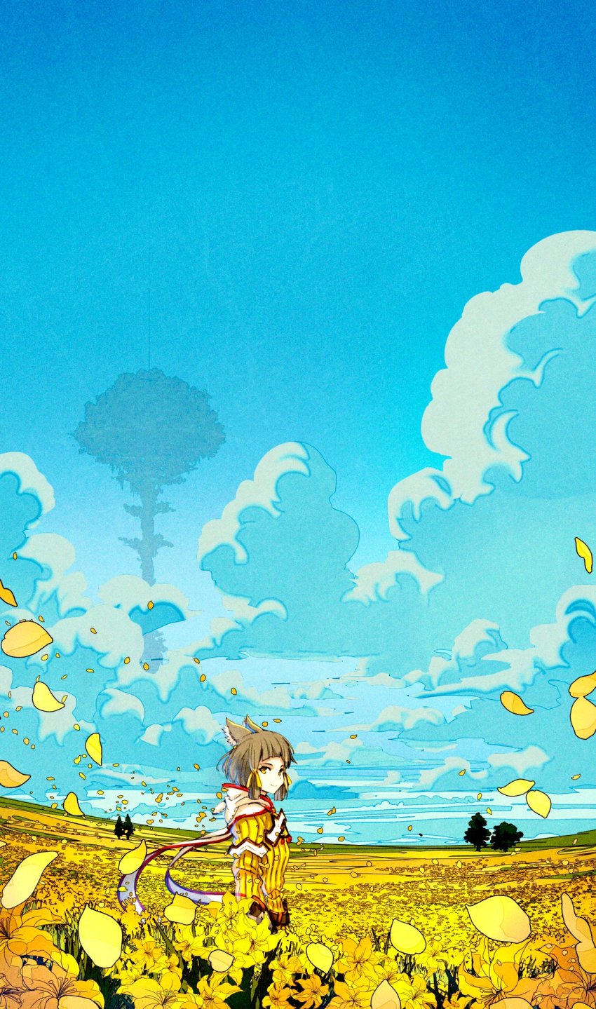 1girl, animal_ears, blue_sky, blunt_bangs, bodysuit, breasts, cat_ears, cat_girl