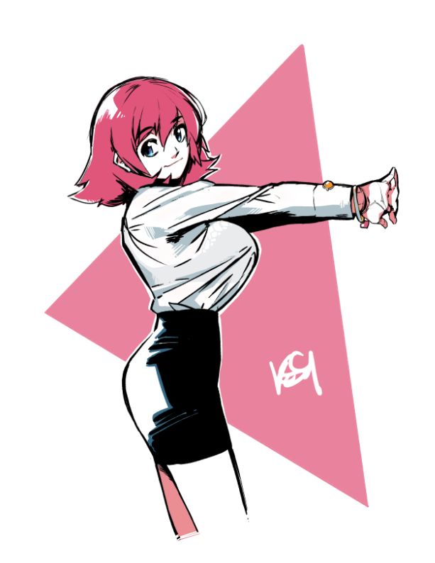 1girl, bartender, black_skirt, blue_eyes, breasts, commentary, cropped_legs, english_commentary