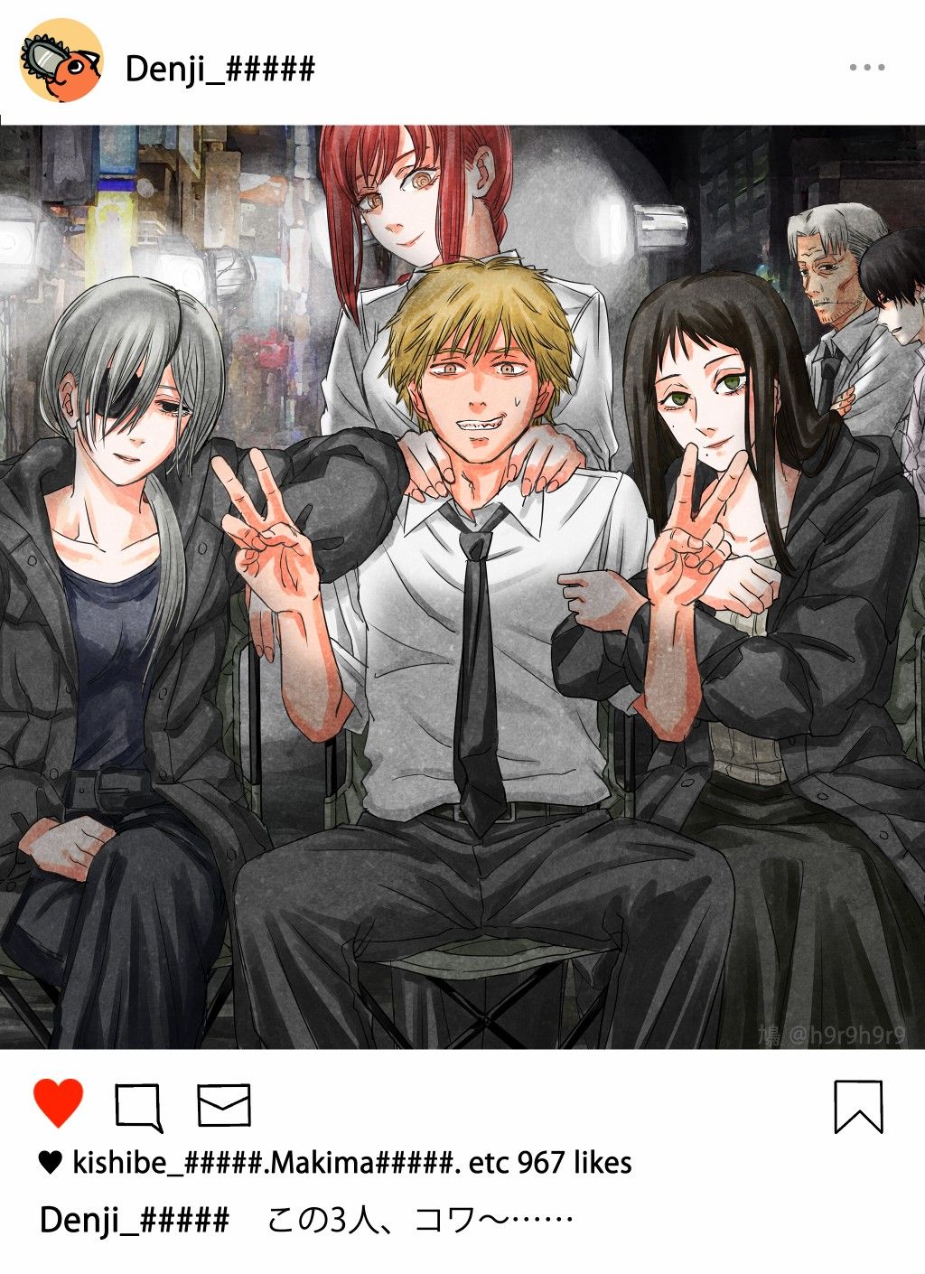 2boys, 3girls, arm_on_another's_shoulder, black_eyes, black_hair, black_hoodie, black_neckwear, black_pants