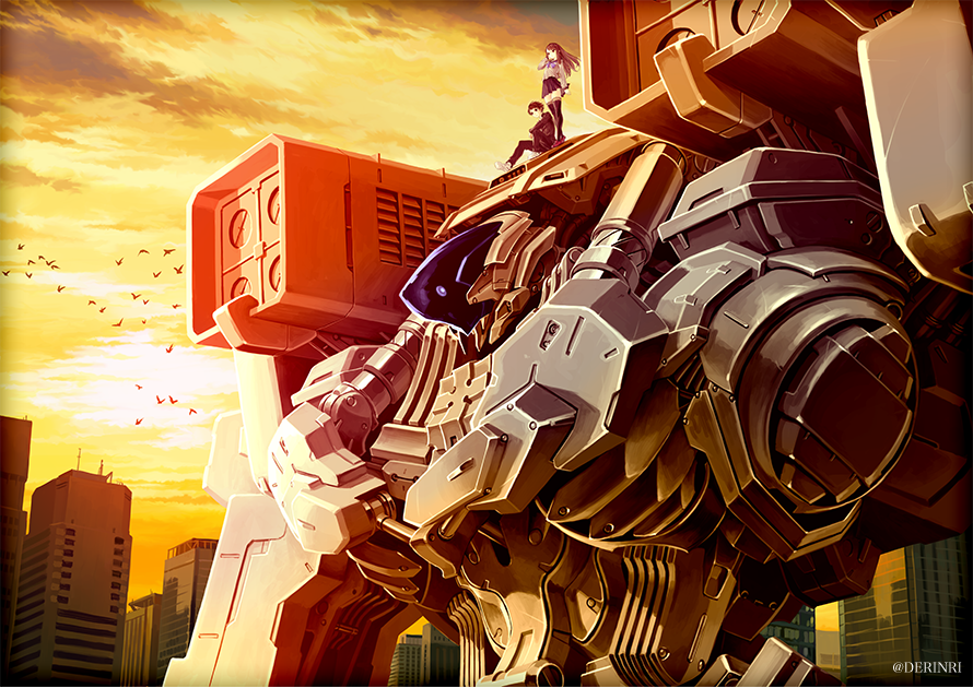 1boy, 1girl, arm_behind_head, artist_name, black_hair, brown_hair, character_request, de_ri_(derinri)