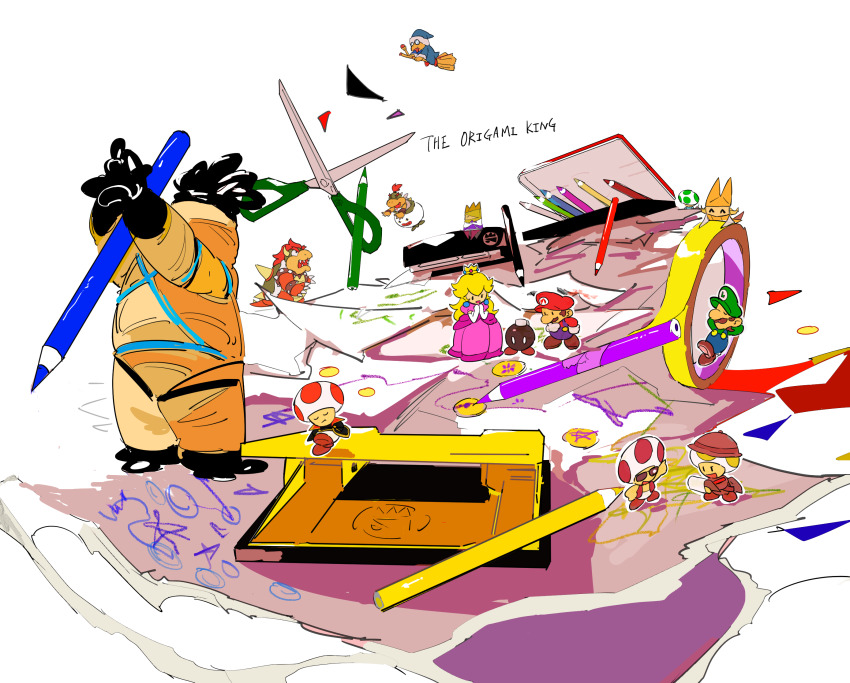 >_<, 0_0, 2girls, 6+boys, :t, ^_^, apios, arm_up