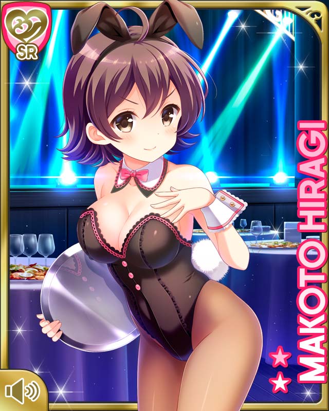 1girl, ahoge, animal_ears, black_leotard, bow, bowtie, brown_eyes, brown_hair